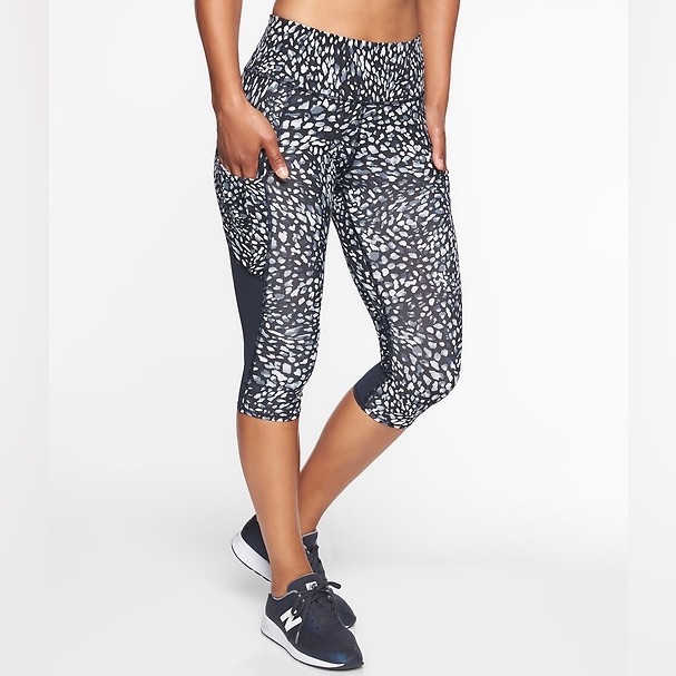 Athleta Spotty All Up For Anything Crop Leggings Black Women’s Size Large